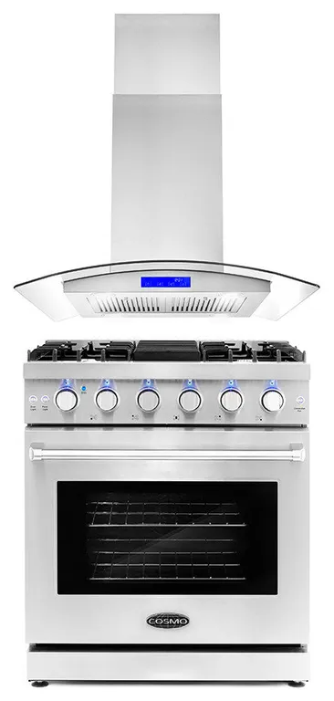 2-Piece Kitchen, 30" Gas Range and 30" Island Range Hood