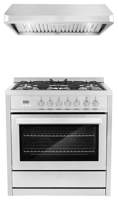 2-Piece Kitchen, 36" 240V Dual Fuel Range and 36" Under Cabinet Range Hood