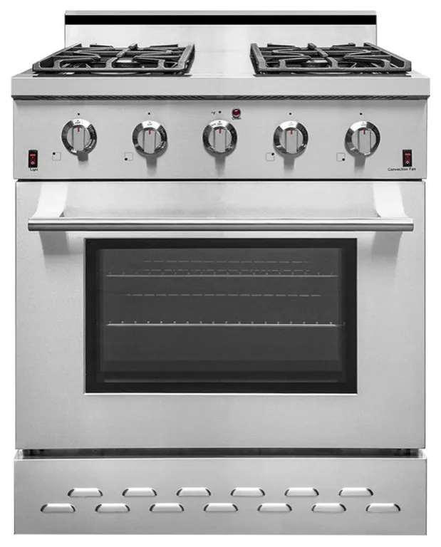 30" 4.5 cu.ft. Stainless Steel Freestanding Gas Range With Convection Oven