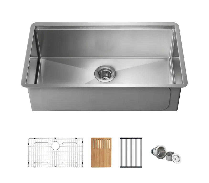 33" T-316 Stainless Steel Single Bowl Workstation Undermount Kitchen Sink
