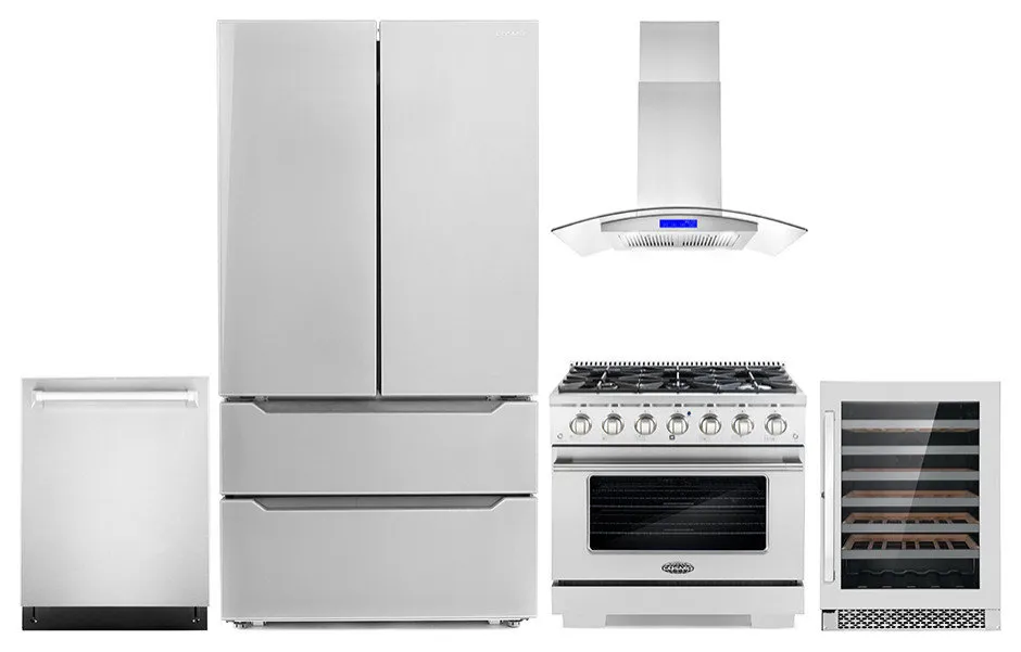 5 piece kitchen 36 freestanding gas range and 36 island range hood e7b3714c