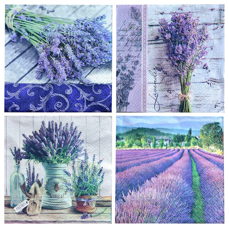 80 Count Lavender Themed Napkins