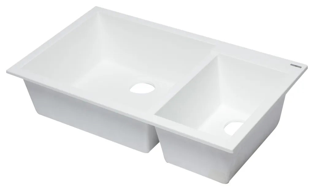 Ab3319Um-W White 34" Double Bowl Undermount Granite Composite Kitchen Sink