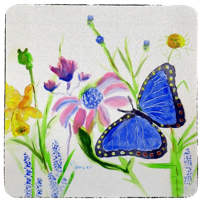 Betsy Drake Betsy's Blue Morpho Coaster Set of 4