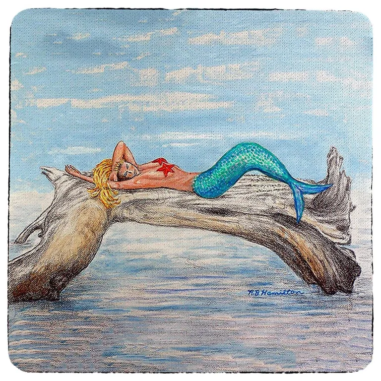Betsy Drake Mermaid on Log Coaster Set of 4