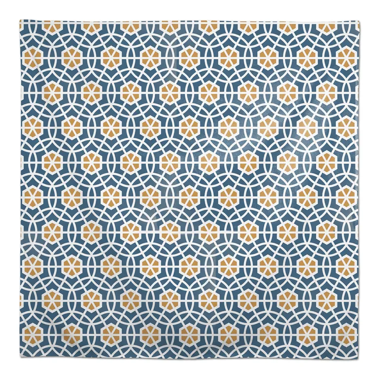 Blue and Yellow Circle Hex 58x58 Tablecloth