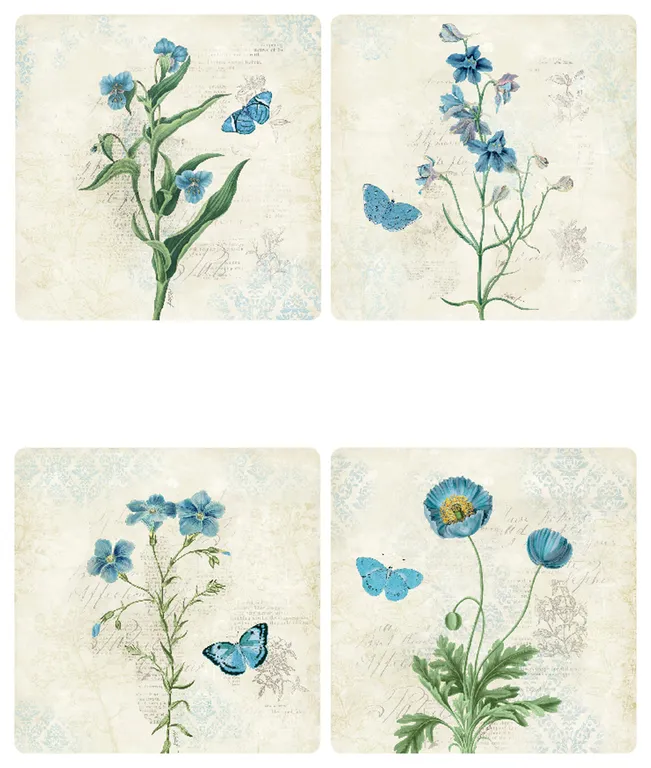 Booked Blue Stone Coasters, Set of 8