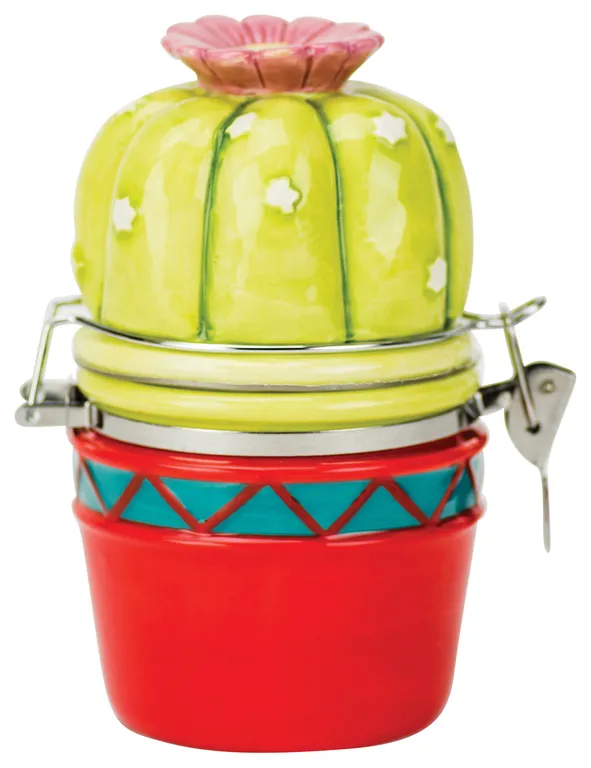 Boston Warehouse Figural Fun Earthenware Potted Cactus Hinged Jar