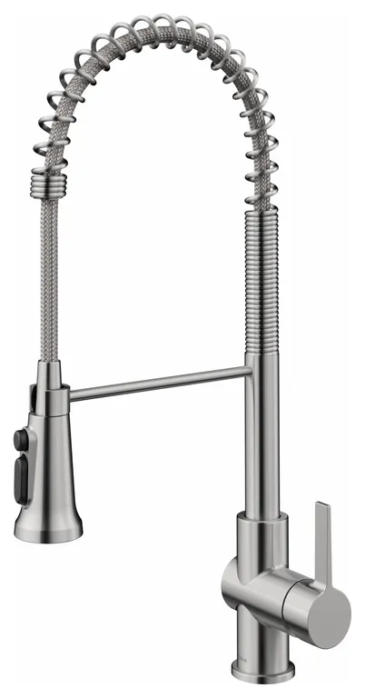 Britt Commercial Style 3-Function Pull-Down 1-Handle 1-Hole Kitchen Faucet, Spot Free Stainless Steel (Filter Kff-1691sfs)