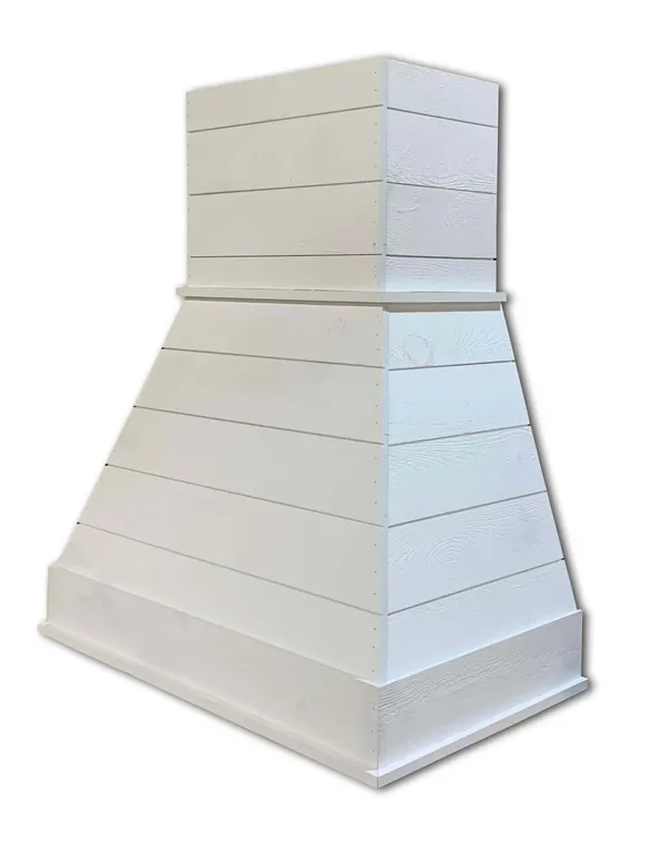 Castlewood Rustic Shiplap Chimney Range Hood White, 42", No Ventilator/Liner