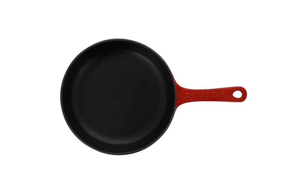 Chasseur French Cast Iron Fry Pan With Cast Iron Handle, 10.5-inch, Red