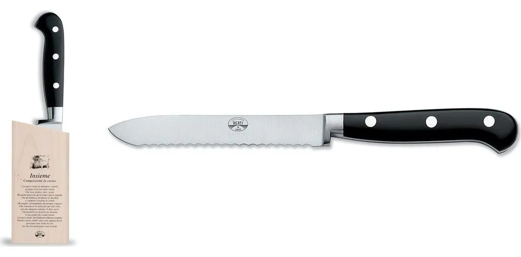 Coltellerie Berti Insieme Tomato Knife with Magnetized Wood Block, Ivory