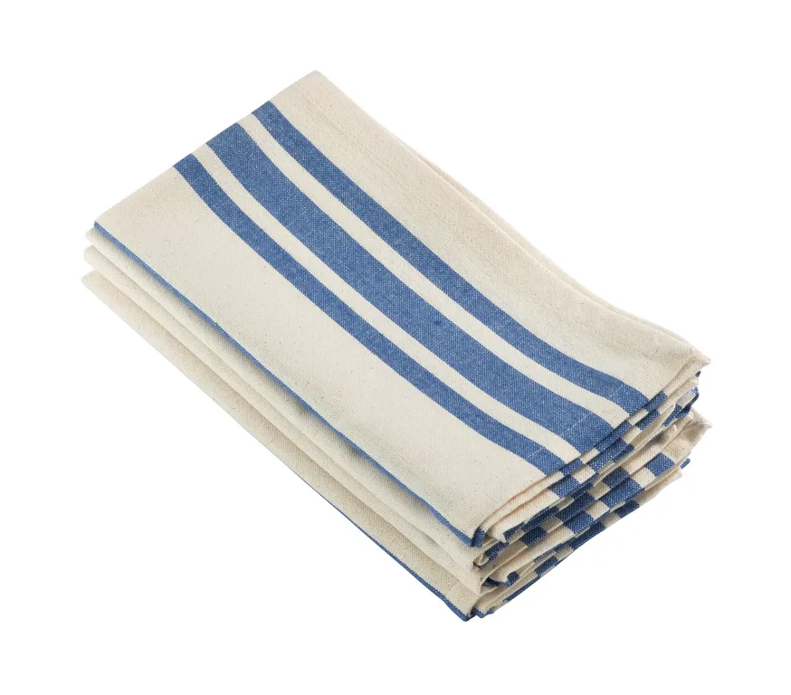 Dauphine Collection Striped Design Dinner Napkin, Set of 4, French Blue