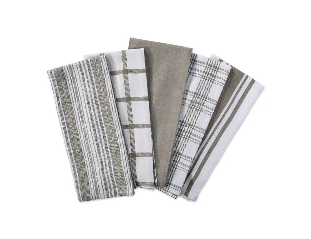DII Assorted Brown Woven Dishtowel, Set of 5
