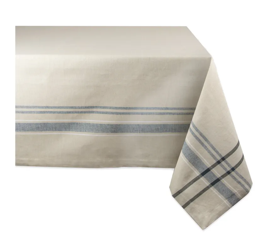 DII Black French Stripe Tablecloth 60"x120"