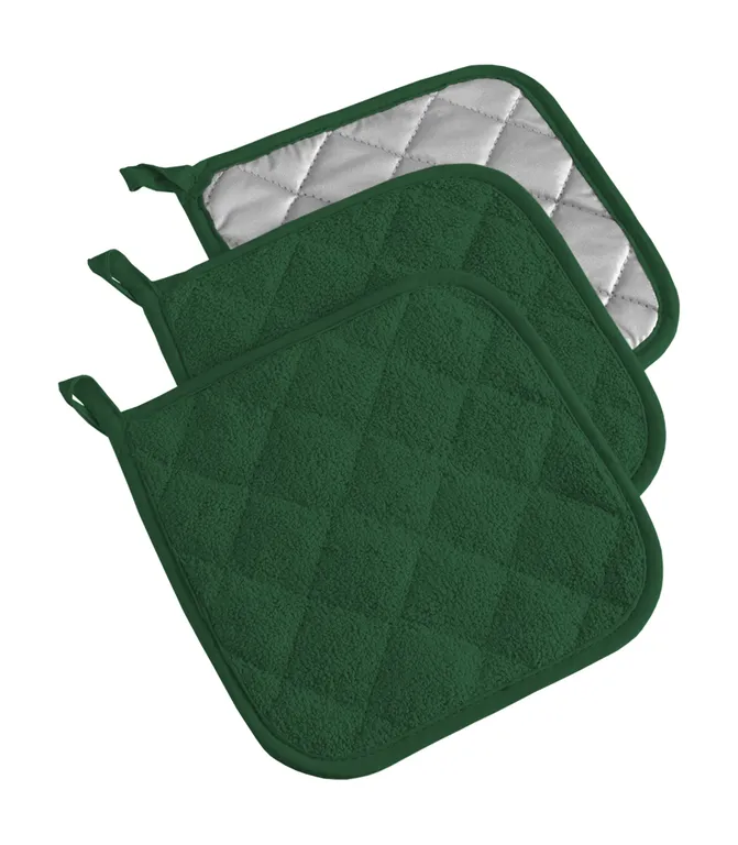 DII Dark Green Terry Pot Holder, Set of 3