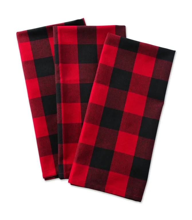 DII Red Buffalo Check Dishtowel, Set of 3
