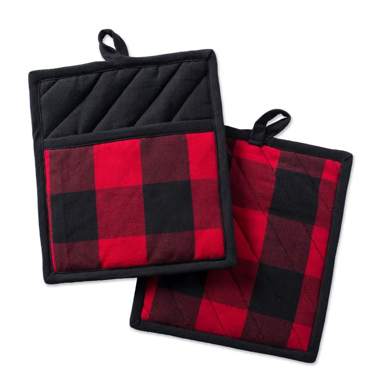 DII Red Buffalo Check Pot Holder, Set of 2