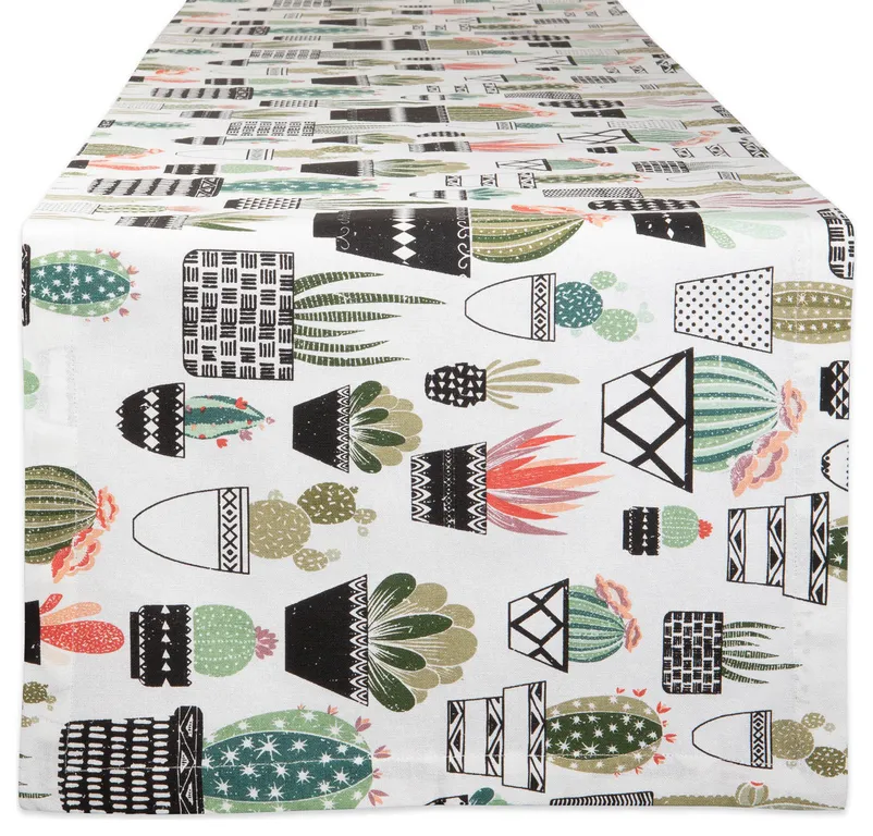 DII Urban Oasis Cactus Print Table Runner