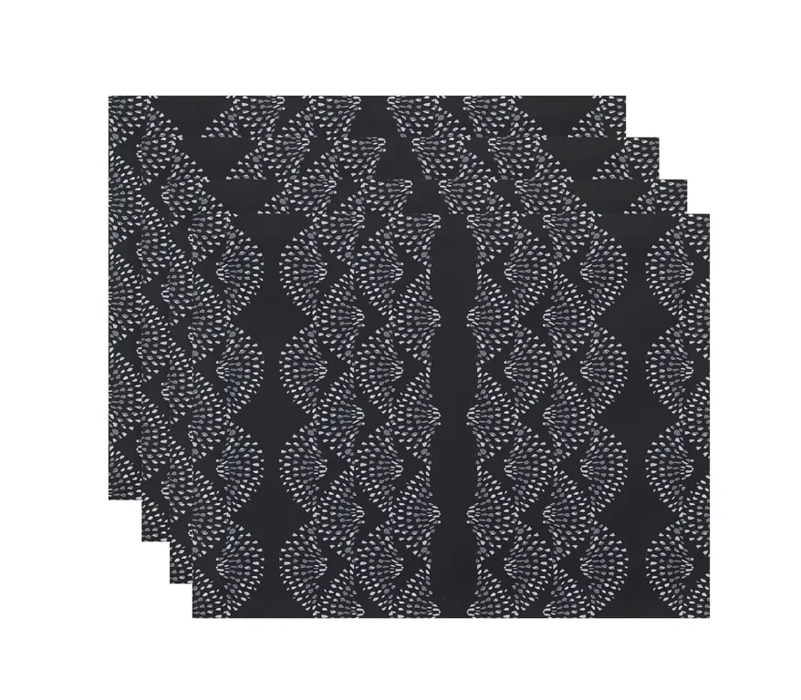 Dotted Decor 18"x14" Black Stripe Print Placemat, Set of 4