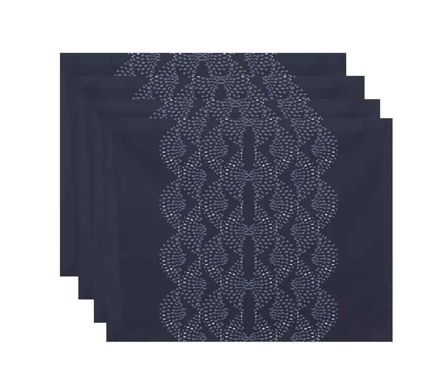 Dotted Focus 18"x14" Blue Geometric Print Placemat, Set of 4
