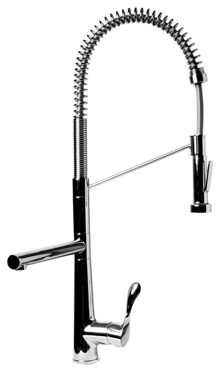 Double Spout Commercial Spring Kitchen Faucet, Polished Chrome