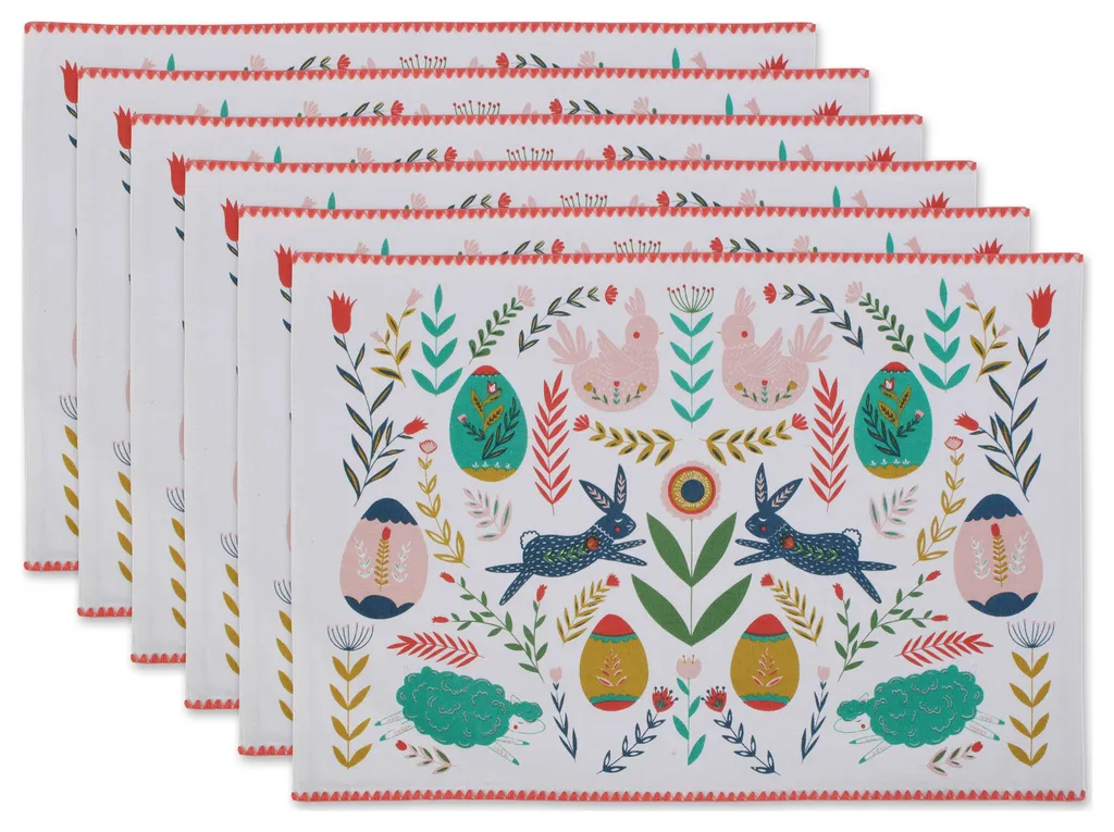 Easter Folk Garden Embellished Placemat Set of 6