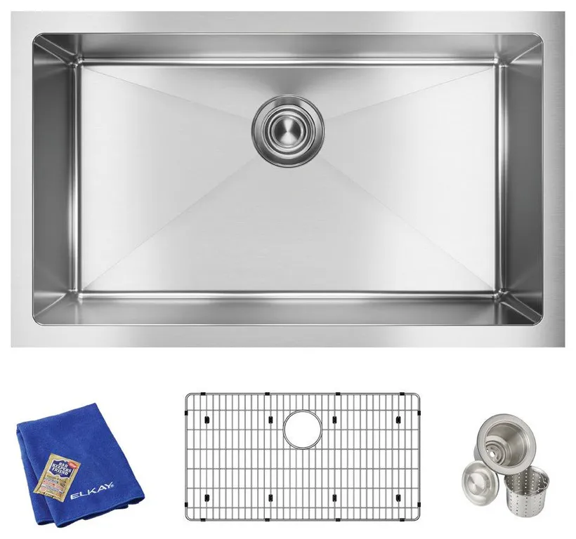 EFRU281610TC Crosstown 16 Gauge Stainless Steel 30-1/2" Undermount Sink Kit