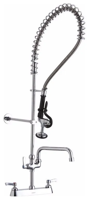 elkay 30 2 handle deck mount pre rinse commercial faucet in chrome lk843af14c a6f9be2c