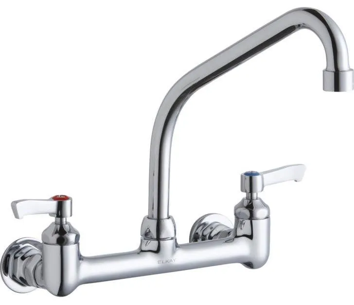 Elkay 8" High Arc Spout Double Handle Wall Mount Commercial Faucet, LK940HA08T6H