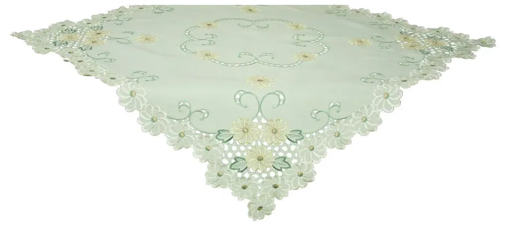 emerald daisy embroidered cutwork 34 x34 table topper f751b1a9