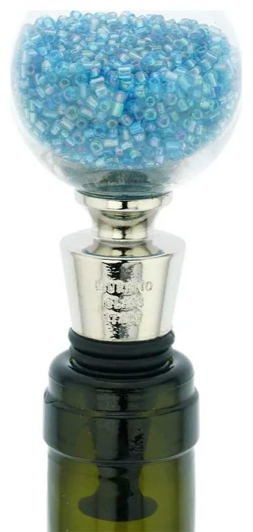 GlassOfVenice Murano Glass Sparkly Beads Bottle Stopper - Aqua