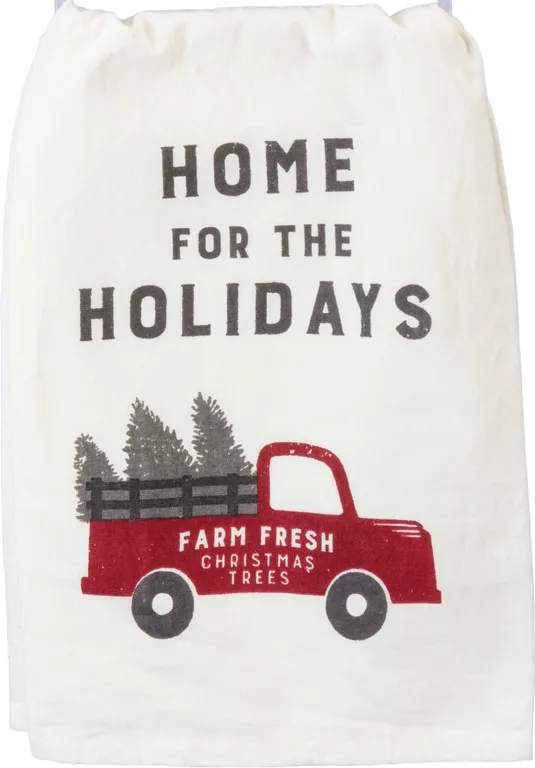 Home for Holidays Farm Fresh Christmas Trees Truck Holiday Kitchen Dish Towel