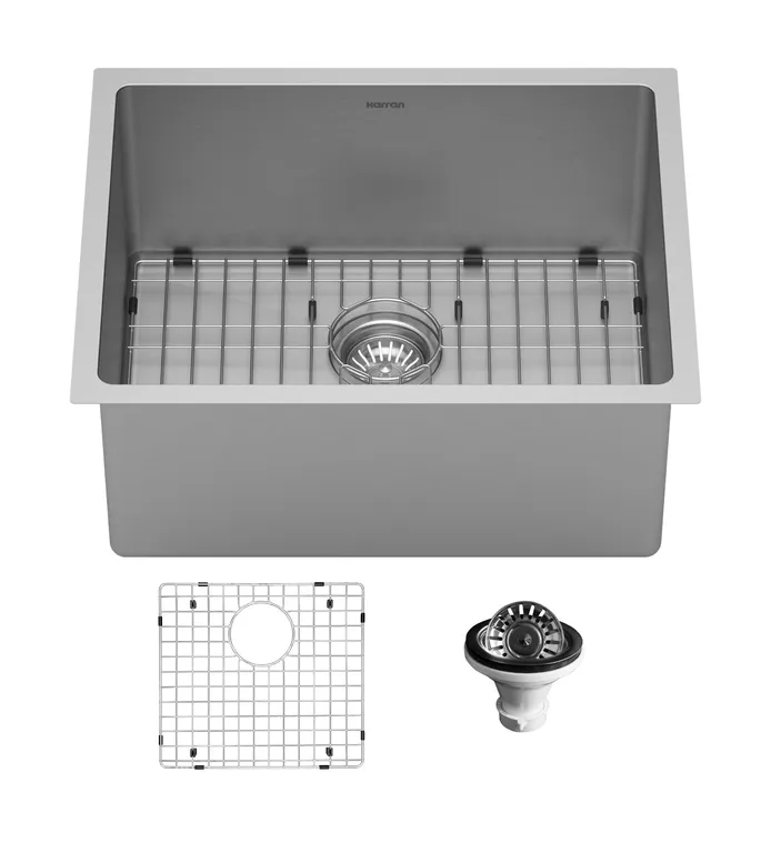 Karran 21" Undermount 16-Gauge Stainless Steel Single Bowl Sink Kit