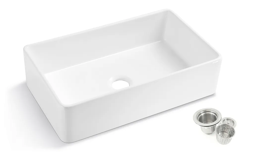 kingsman durable 33 fireclay farmhouse apron single bowl white kitchen sink 00e3f934