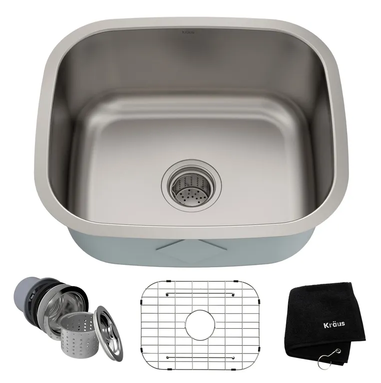 Kraus KBU11 Premier 20” Undermount Single Bowl 18-Gauge Stainless - Stainless