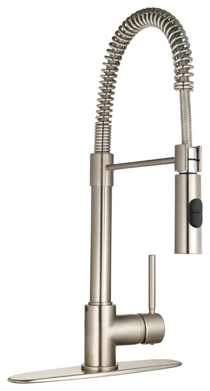 LaToscana Elba Single Handle Spring Spout Pull-Out Faucet, Brushed Nickel