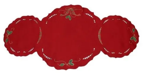 Lenox Holiday Nouveau Cutwork Centerpiece Tablecloth, Red 32"