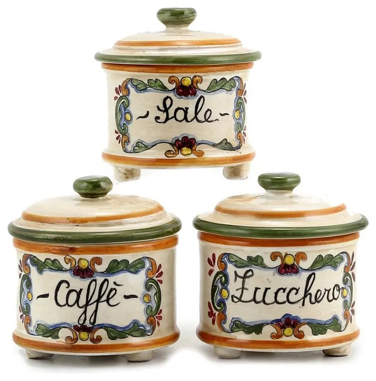 MAJOLICA: Canister set (3 pieces) Zucchero Sale Caffe