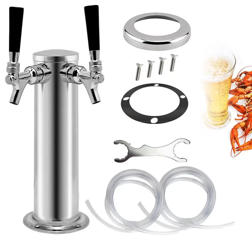 Modern Dual Faucet Stainless Steel Beer Dispenser