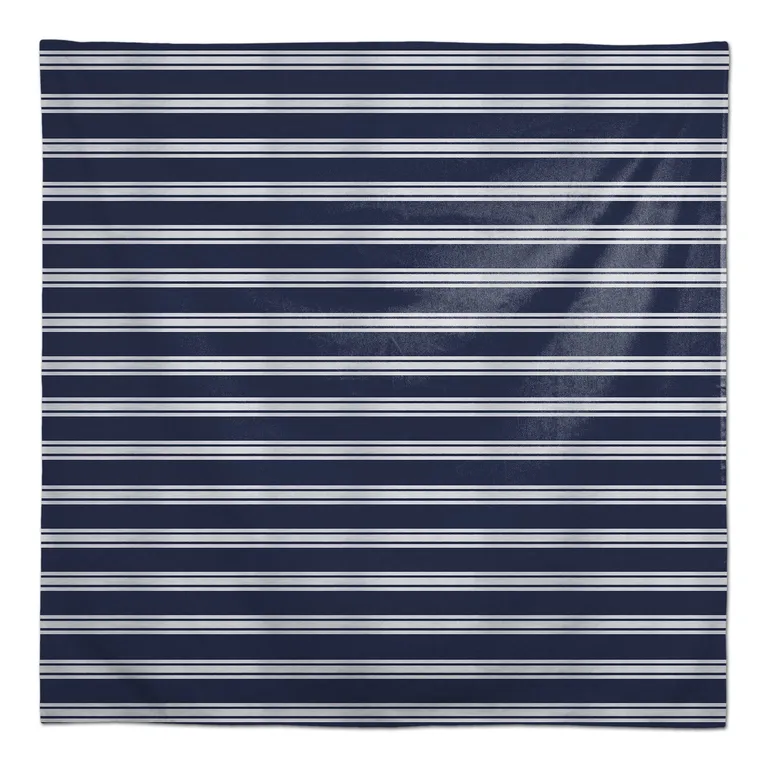 Navy and White Stripes 58x58 Tablecloth