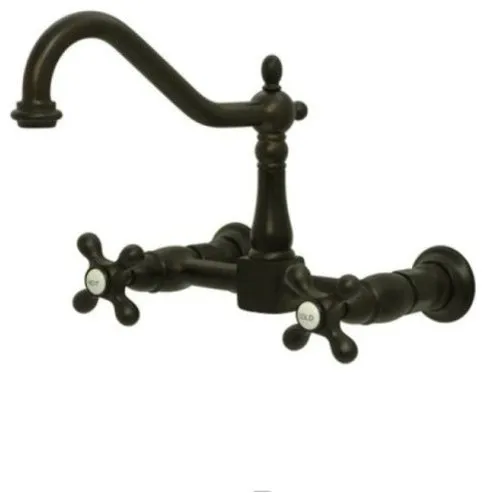 Oil Rubbed Bronze Heritage 8" Center Wall Mount Kitchen Faucet KS1245AX