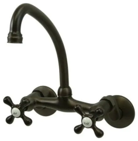 Oil Rubbed Bronze Magellan Double Handle Wall Mount Kitchen Faucet KS214ORB
