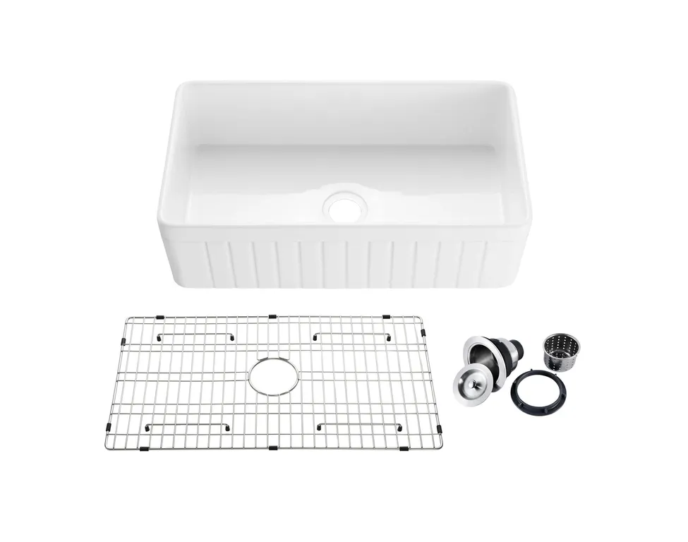 Pillar 33" Reversible Fireclay Farmhouse Apron Front Kitchen Sink