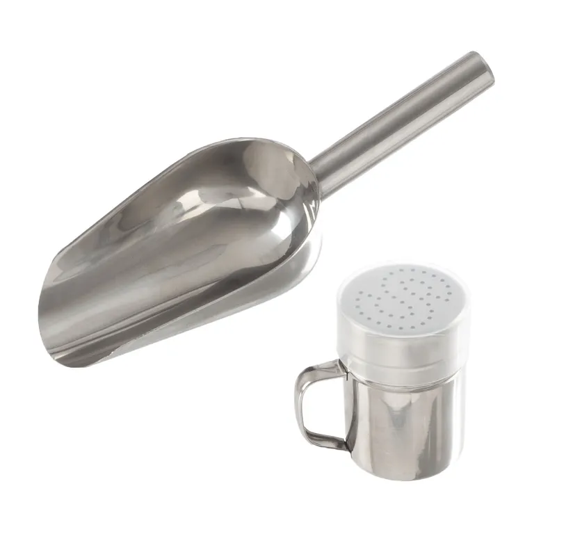 Popcorn Scoop and Seasoning Shaker Set 2-Piece Stainless-Steel Serving Kit