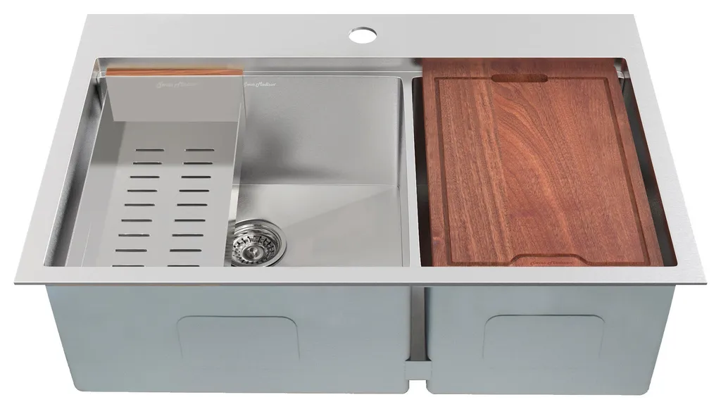 ravi dual basin 33 x 22 topmount kitchen workstation sink 77492db7