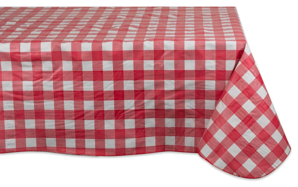 Red Check Vinyl Tablecloth 60X84