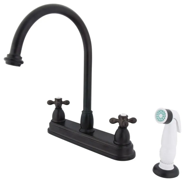 Restoration Two Handle 8" Kitchen Faucet with Non-Metallic Sprayer