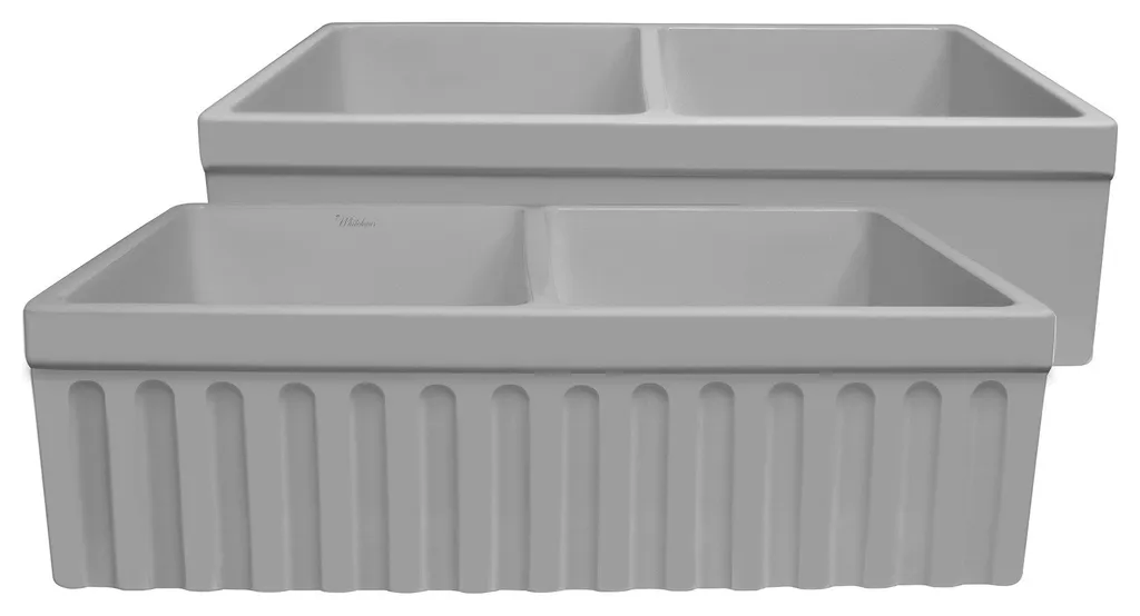 Reversible Matte Double Bowl Fireclay Kitchen Sink