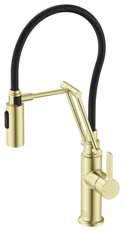 Single Handle Pull Down Sprayer Kitchen Faucet, Brushed Gold
